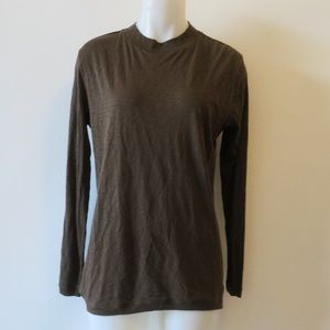NWT SHINE BROWN MOCK NECK LONG SLEEVE TEE SHIRT S